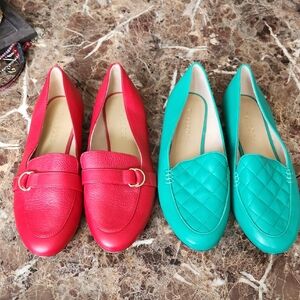 Talbots Red and Teal Leather Loafers